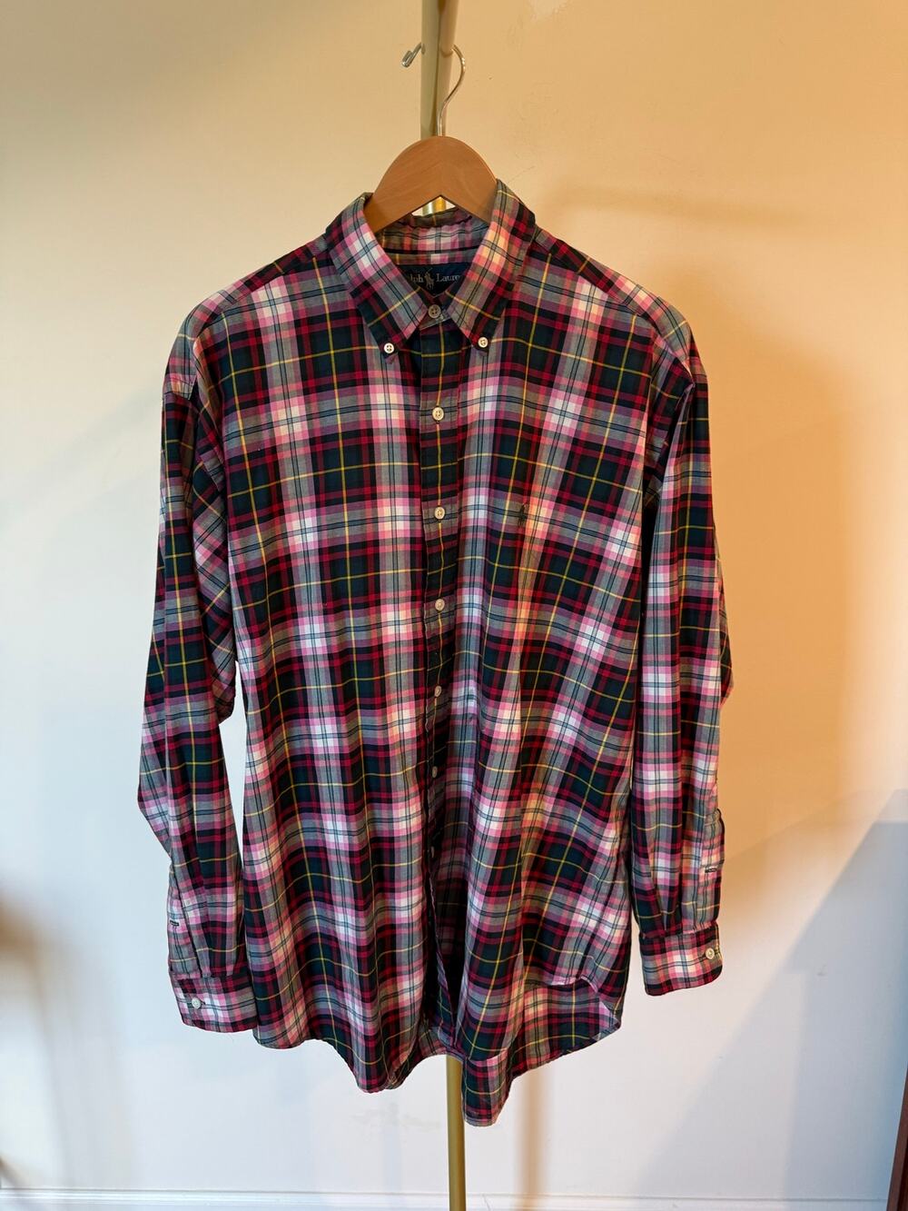 Ralph Lauren Flannel Blake Shirt Men Large Multicolor Plaid Collared Button Down